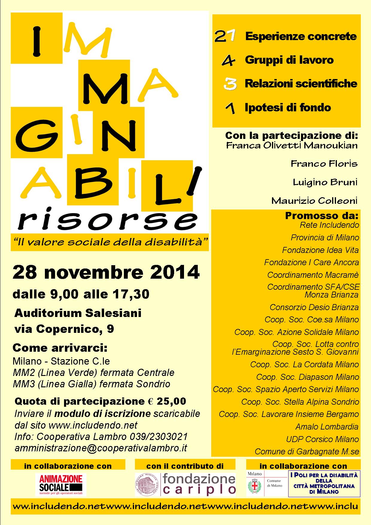 IMMAGINABILI RISORSE -  convegno del 28 novembre 2014 a Milano